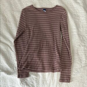 Old Navy Brown Fitted Ribbed Long Sleeve Tee
